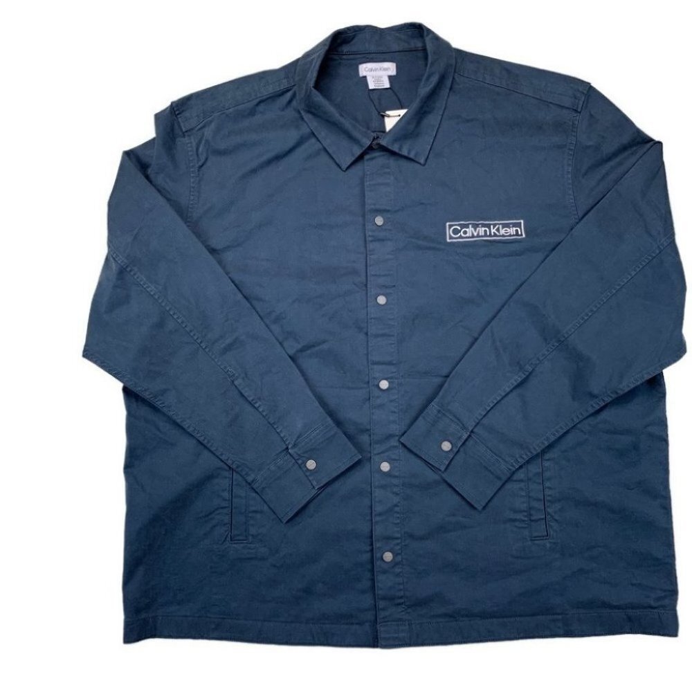 Calvin Klein Mens Relaxed Fit Box Logo Shirt Ink XL